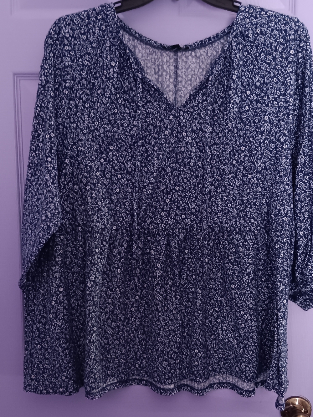 Lane Bryant | Navy Blue Floral Ditzy Peplum Blouse Plus Size 26/28